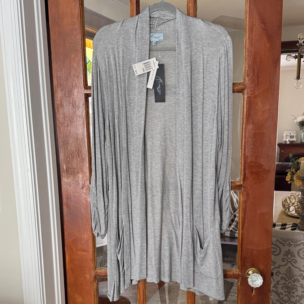 Joan Vass Heather Gray Knit Cardigan NWT Size 2x